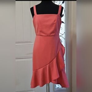 BCBG Paris Pink Ruffle Hem Fitted Party Dress Size XS